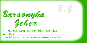 barsonyka geher business card